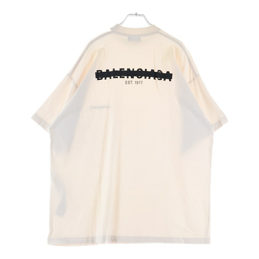 BALENCIAGA(バレンシアガ) 大きさ:2 STRIKE 1917 OVERSIZED T-SHIRT 両面ロゴタイプ刷り上げる 半袖プルオーバー カットソー 白いこと 694576 TMVJ6【中古】【座標軸A】【色合い白いこと】【取りまわしバス発着場BRING THRIFT CLOSET 幕張店】