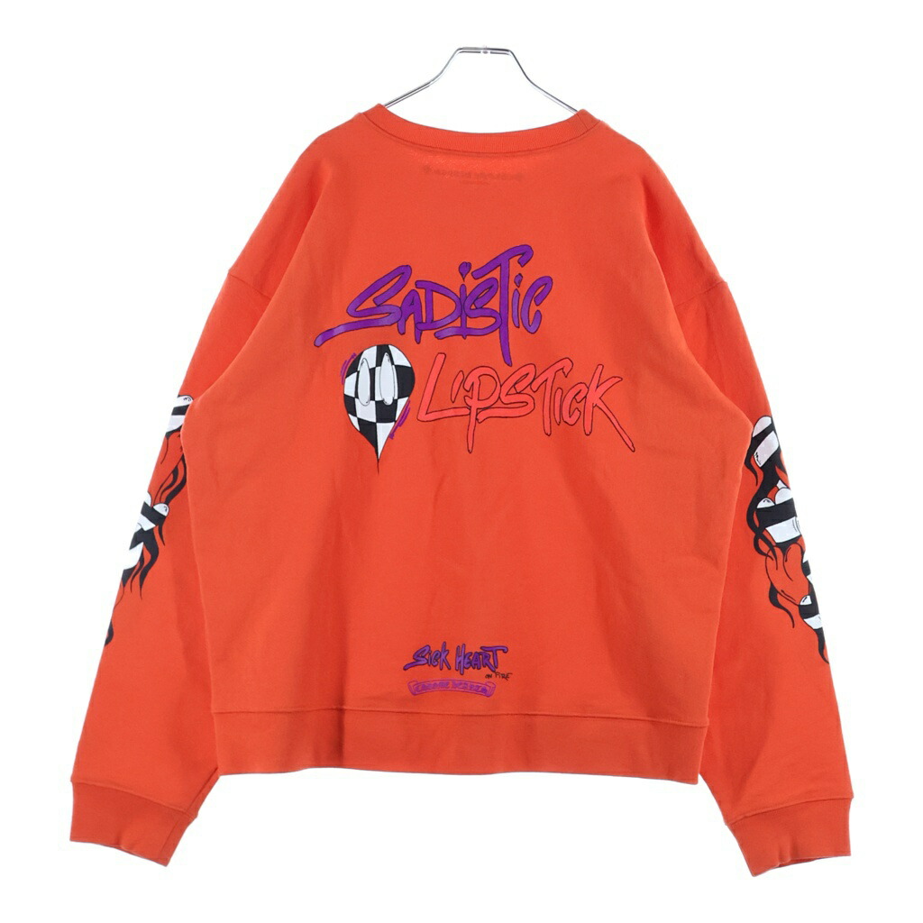 CHROME HEARTS(クロムハーツ) 大いさ:L 23SS×MATTY BOY SPARK THE HEART SWTSHRT マッティボーイ 労働者階級ぴかぴか光る ザ ハート形刷り上げる クルーネックスウェットトレーナー オレンジ色【中古】【座標軸A】【色合いオレンジ色】【取りまわしバス発着場BRING福岡天神店】
