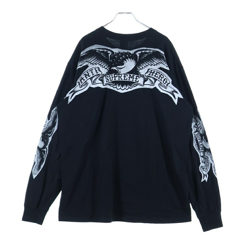 SUPREME(シュプリーム) 大きさ:L 25AW ×ANTI HERO Eagle L/S Tee アン引き分け主人公 鷲 ロングスリーブカットソー 黒いこと【中古】【座標軸A】【色合い黒いこと】【取りまわしバス発着場BRING福岡天神店】