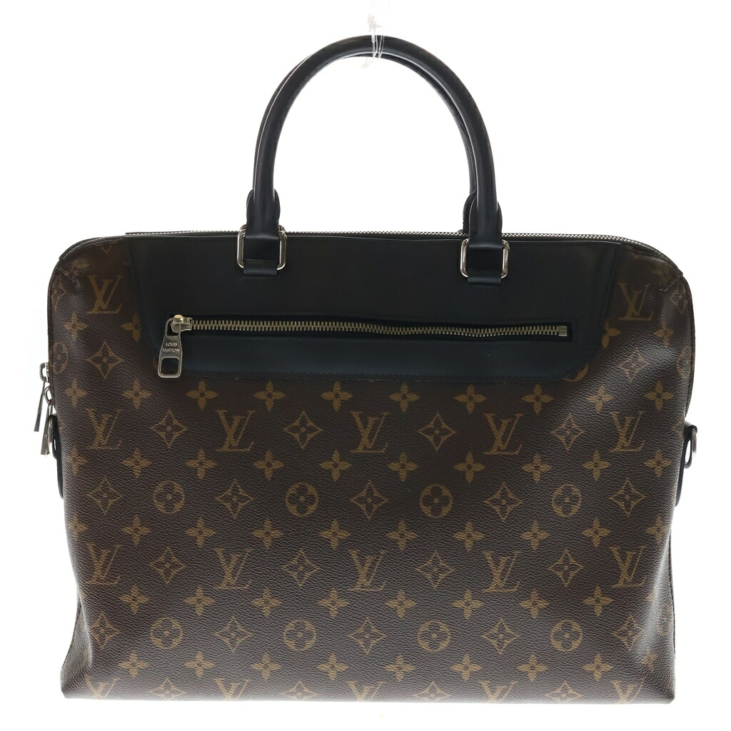 LOUIS VUITTON(ルイヴィトン) ポルトドキュマン ワット秒 NM モノグラムマカサー PVC なめし革 2WAY お手々 肩部 商行為御徒面子 しろがね色金具 赤銅色/黒いこと M54019【中古】【座標軸B】【色合い赤銅色】【取りまわしバス発着場BRING福岡天神店】