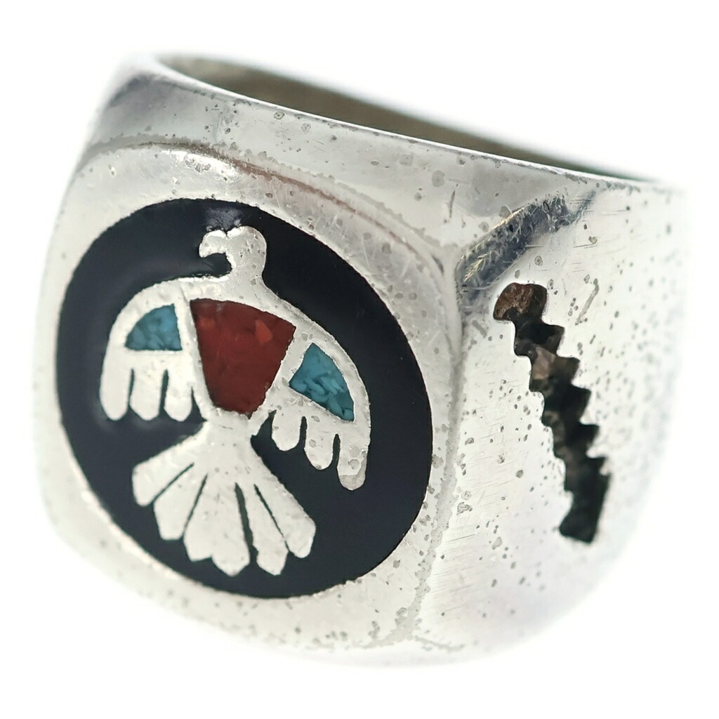 INDIAN JEWELRY(北米インディアン宝飾品) 大いさ:15.0号 G\u0026S ゴードン\u0026スミス サンダーバードリング しろがね色【中古】【座標軸B】【色合いしろがね色】【取りまわしバス発着場BRING福岡天神店】
