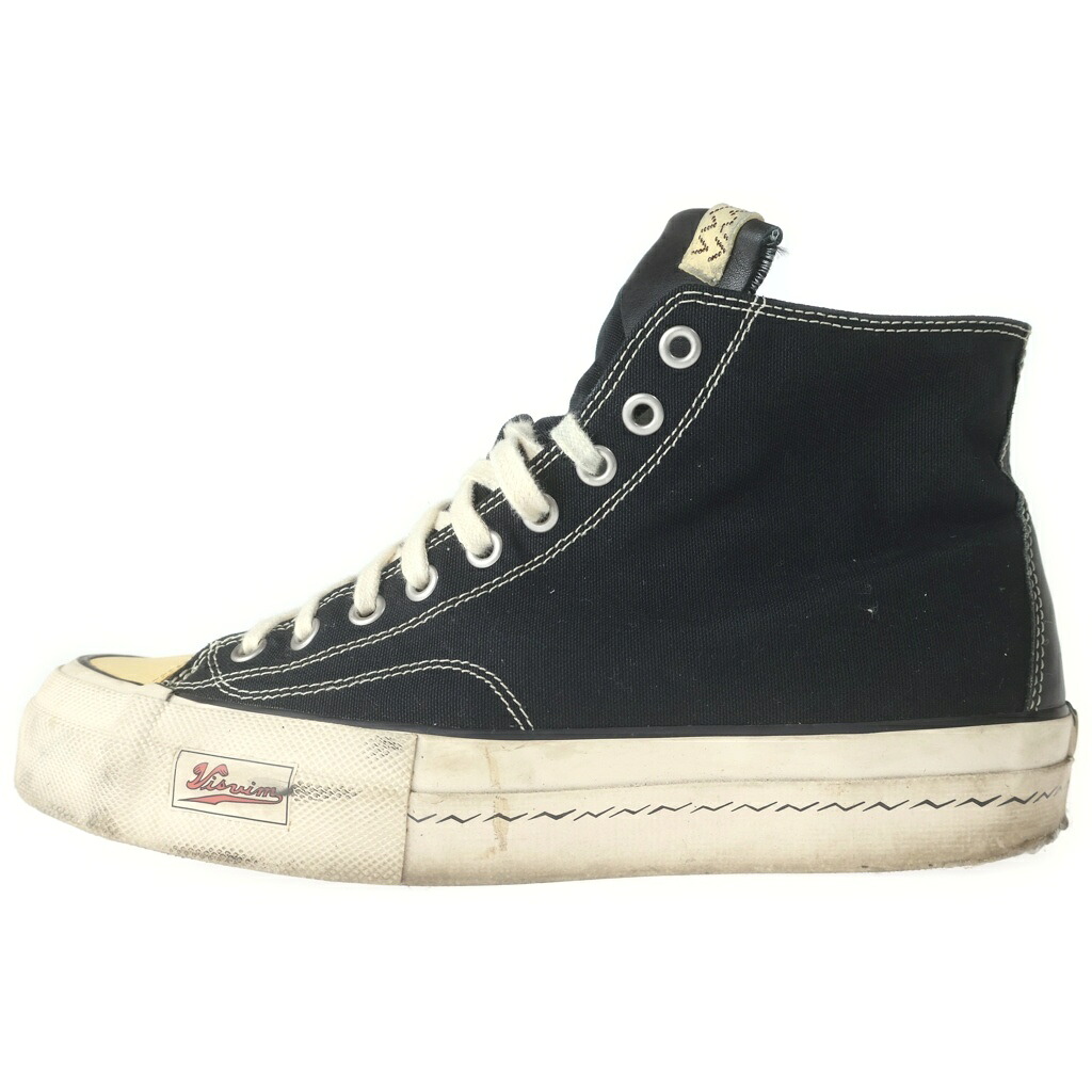 VISVIM(ヴィスヴィム) 大きさ:US9.0 SKAGWAY HI G.PATTEN ユーズド工業 帆布 ハイカットスニーカー 黒いこと US9【中古】【度合いB】【色つや黒いこと】【オンライン押さえる商いもの】