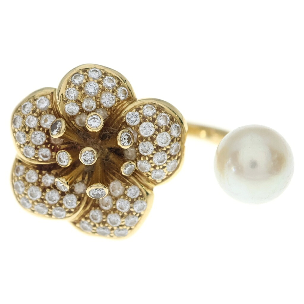 Van Cleef & Arpels(ヴァンクリーフアンドアーペル) サイズ:リングゲージ実寸約10号 パールデュオ リング 750YG イエローゴールド ダイヤモンド パール 9.3mm【中古】【程度B】【カラーゴールド】【取扱店舗BRING京都河原町店】｜ブランド買取・販売　BRING
