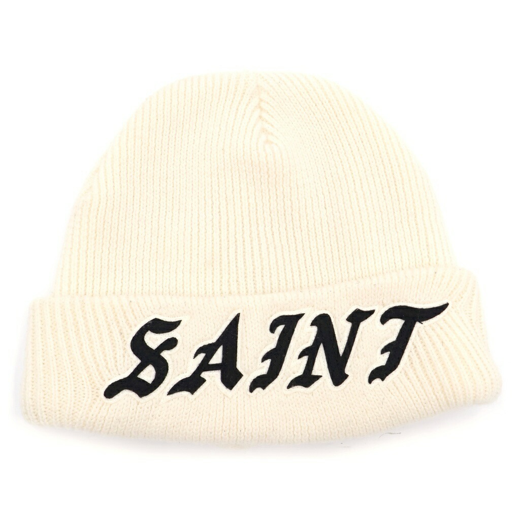 SAINT MICHAEL(セントマイケル) 大きさ:os 26SS KNIT CAP SAINT WHITE 編み物旗がしら ビーニー かぶり笠 白いこと SM-MK8-0000-086【中古】【座標軸B】【色合い白いこと】【取りまわしバス発着場BRING仙台店】