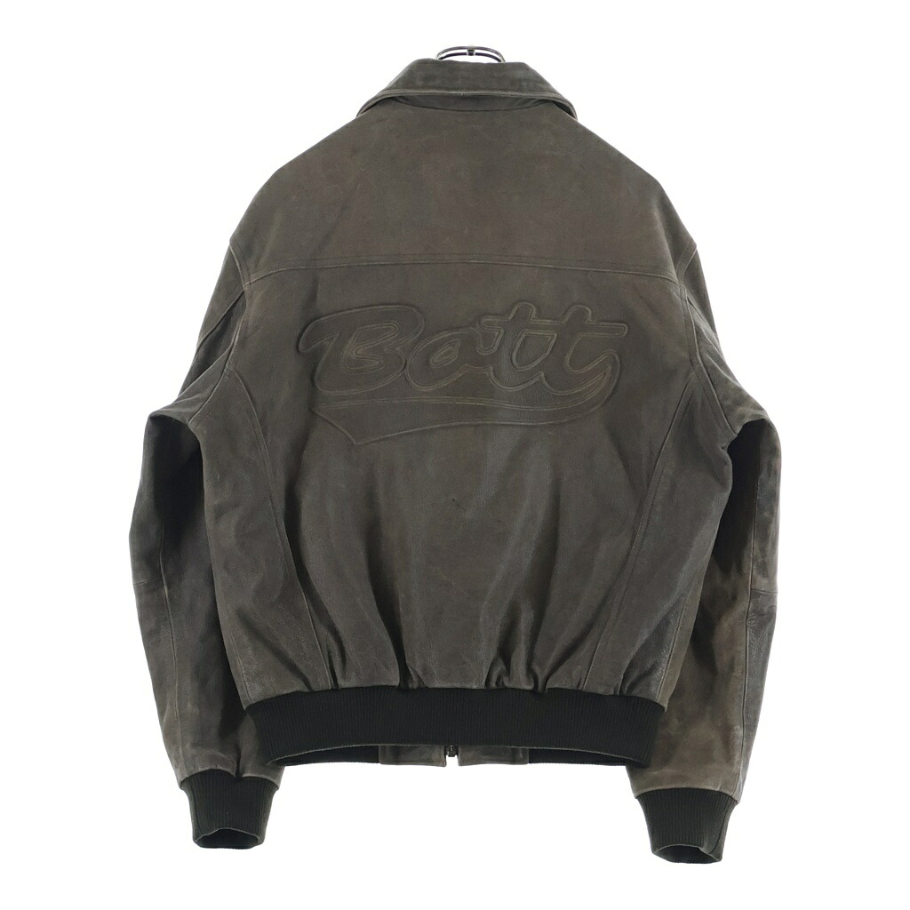 BoTT(クローラー) 大きさ:M Script Logo Cracked Leather Jacket カウなめし革 なめし革上衣 赤銅色 253BoTT14【中古】【座標軸B】【色合い赤銅色】【取りまわしバス発着場BRING仙台店】
