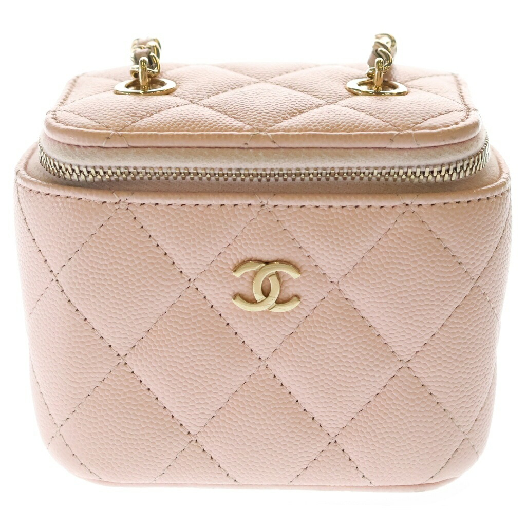 CHANEL(シャネル) 大きさ:- ミニ バニティ チェーン店ショルダーバッグ さくら色 キャビアひと肌 ゴールド金具【中古】【度合いB】【色つやさくら色】【取りまわしバス発着場BRING：RED新宿東口店】