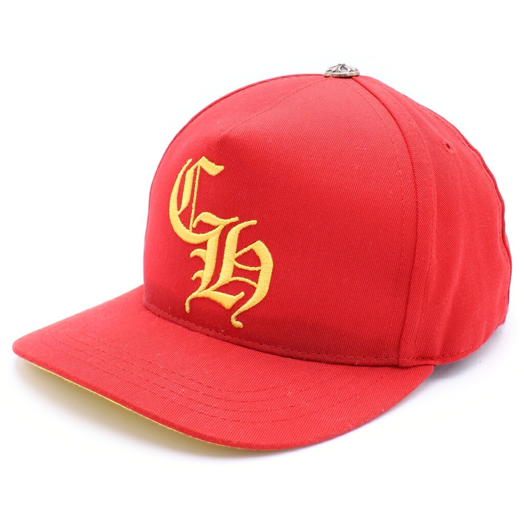 CHROME HEARTS(クロムハーツ) 大きさ:os CH HAT CHロゴタイプ刺しゅう野球旗がしら 鳥打ち帽 赤いこと【中古】【度合いB】【色つや赤いこと】【取りまわしバス発着場OneStyle原宿店】
