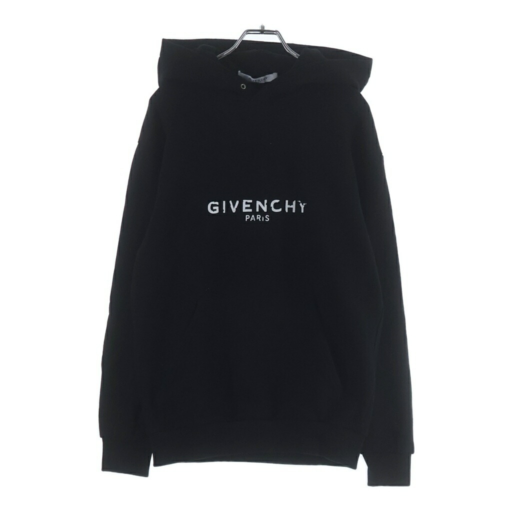 GIVENCHY(ジバンシィ) 大きさ:XS 19AW ダメージロゴプリント スウェットプルオーバーパーカー レディース 黒いこと BM70BS306C【中古】【座標軸B】【色合い黒いこと】【取りまわしバス発着場BRING京都河原町店】