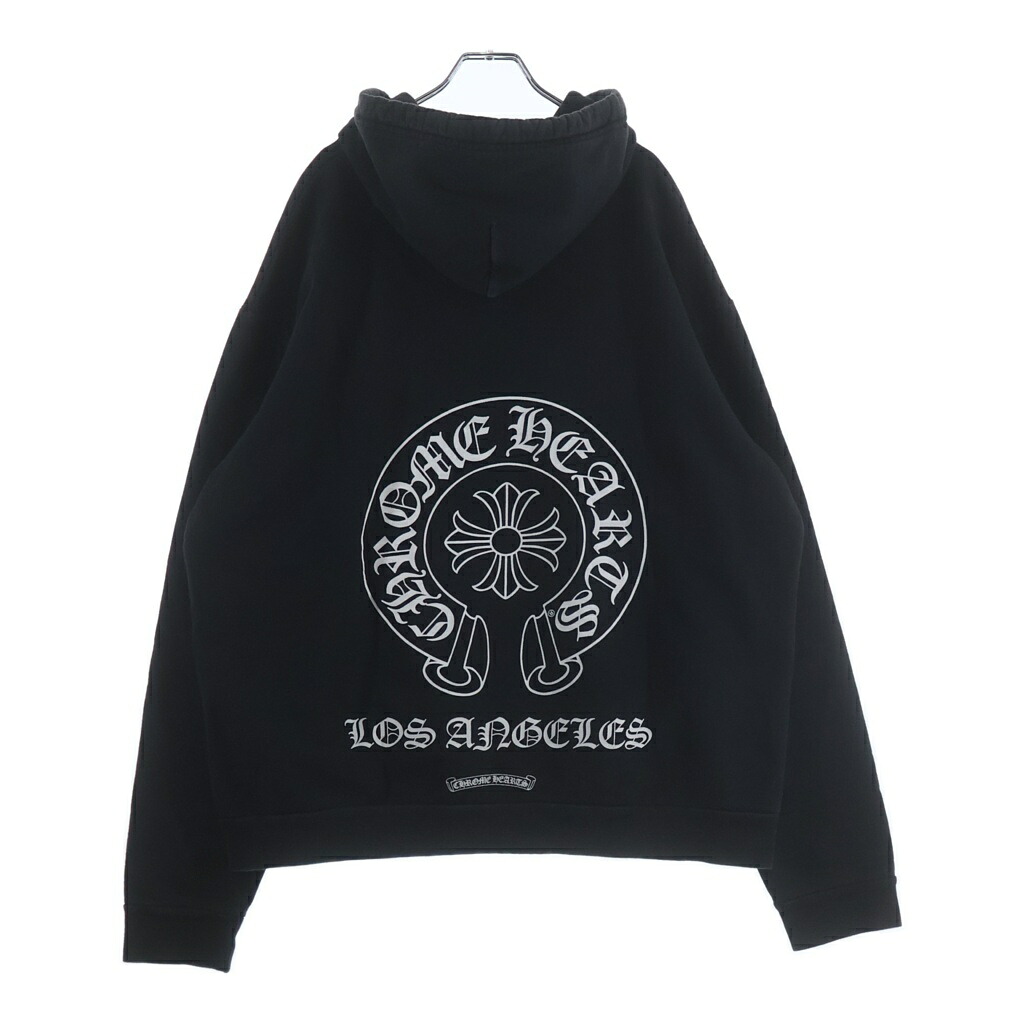 CHROME HEARTS(クロムハーツ) 大きさ:L SWTSHRT 固定ディスク Los Angeles LTD 天使の都市制限事項 バックホースシュープリント ティーシャツパーカー フーディー 黒いこと【中古】【座標軸B】【色合い黒いこと】【取りまわしバス発着場BRING梅田茶屋町店】