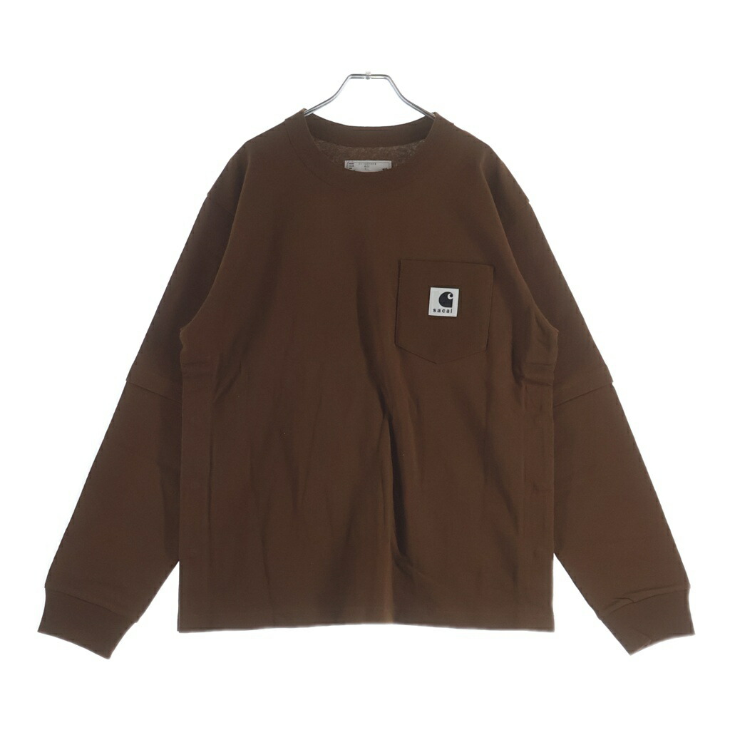 Sacai(サカイ) サイズ:3 ×Carhartt フロントロゴ スウェット トレーナー ブラウン 25-00994S【新古品/中古】【程度S】【カラーブラウン】【取扱店舗新宿】|ブランド買取・販売 BRING