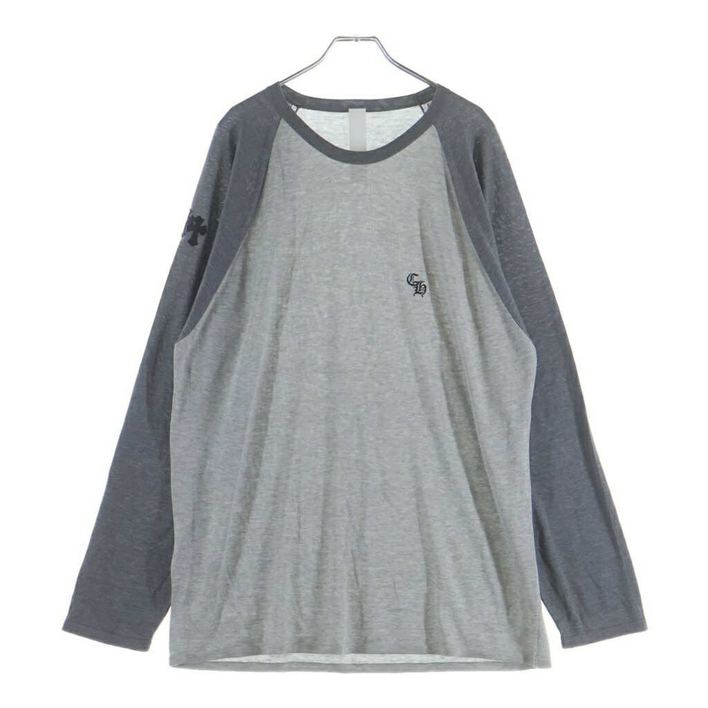 CHROME HEARTS(クロムハーツ) 大いさ:XL 26SS 3CROSS PATCH CH刺しゅう ラグランロングスリーブ ティーシャツ 薄墨色【中古】【座標軸A】【色合い薄墨色】【取りまわしバス発着場BRING亜米利加村店】