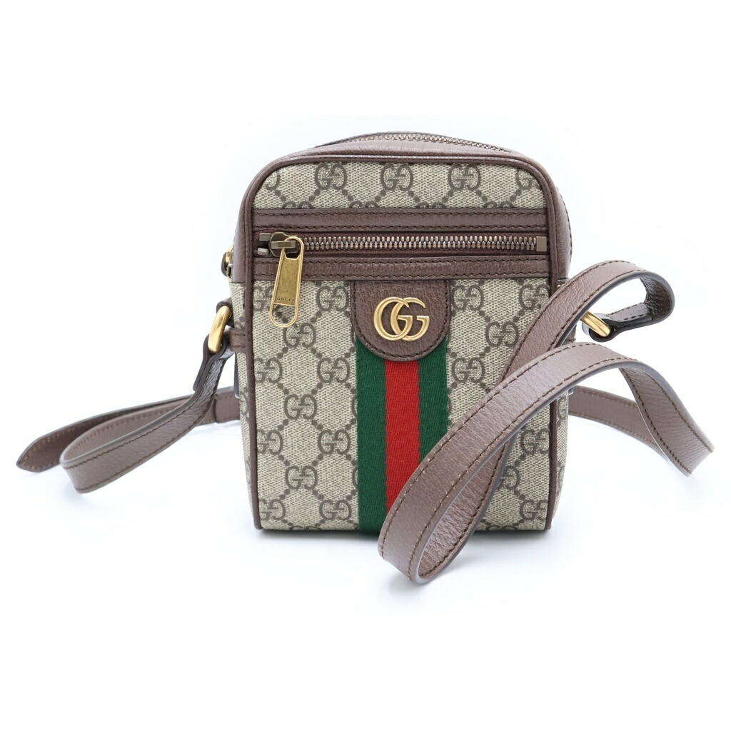 GUCCI(グッチ) GGマーモント オフィディア ショルダーバッグ ミニ御徒面子 ベージュ×赤銅色 なめし革 735403 ゴールド金具【新古品/中古】【座標軸N】【色合い赤銅色】【取りまわしバス発着場BRING心斎橋店】