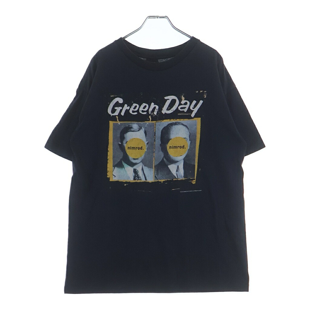 VINTAGE(ヴィンテージ) 大きさ:L 90S VINTAGE Green Day Nimrod 1997 ヴィンテージ グリーンデイ ニムロッド 両面刷り上げる 労働者の一団素っ首半袖プルオーバーカットソーブラック【中古】【座標軸B】【色つや黒いこと】【取りまわしバス発着場AWESOME高円寺店】