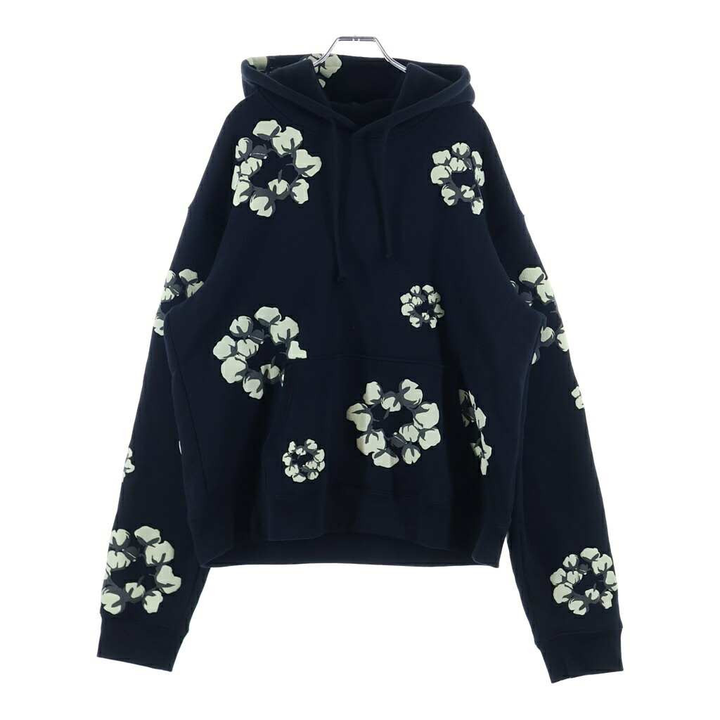 DENIM TEARS(デニムティアーズ) 大きさ:XL ×CACTUS PLANT FLEA MARKET サボテン 工業プラント 無償性 証券業界 フラワープリントデザイン ティーシャツパーカー 黒いこと【中古】【座標軸A】【色合い黒いこと】【取りまわしバス発着場BRING福岡天神店】