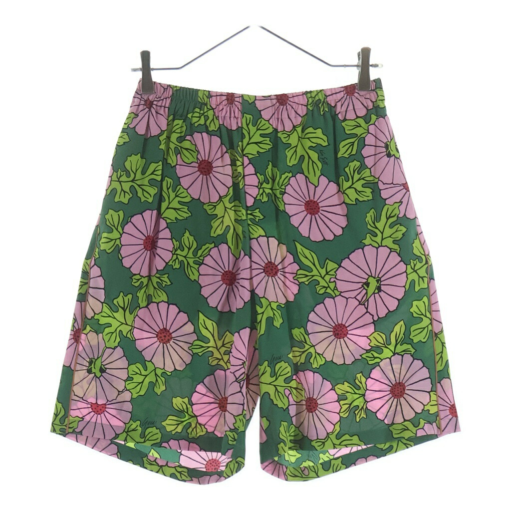 GUCCI(グッチ) サイズ:44 KEN SCOTT FLORAL SILK SHORT 639389 ZAGAK フローラル総柄 シルクハーフパンツ ショーツ グリーン/ピンク【新古品/中古】【程度S】【カラーグリーン】【取扱店舗原宿】|ブランド買取・販売 BRING
