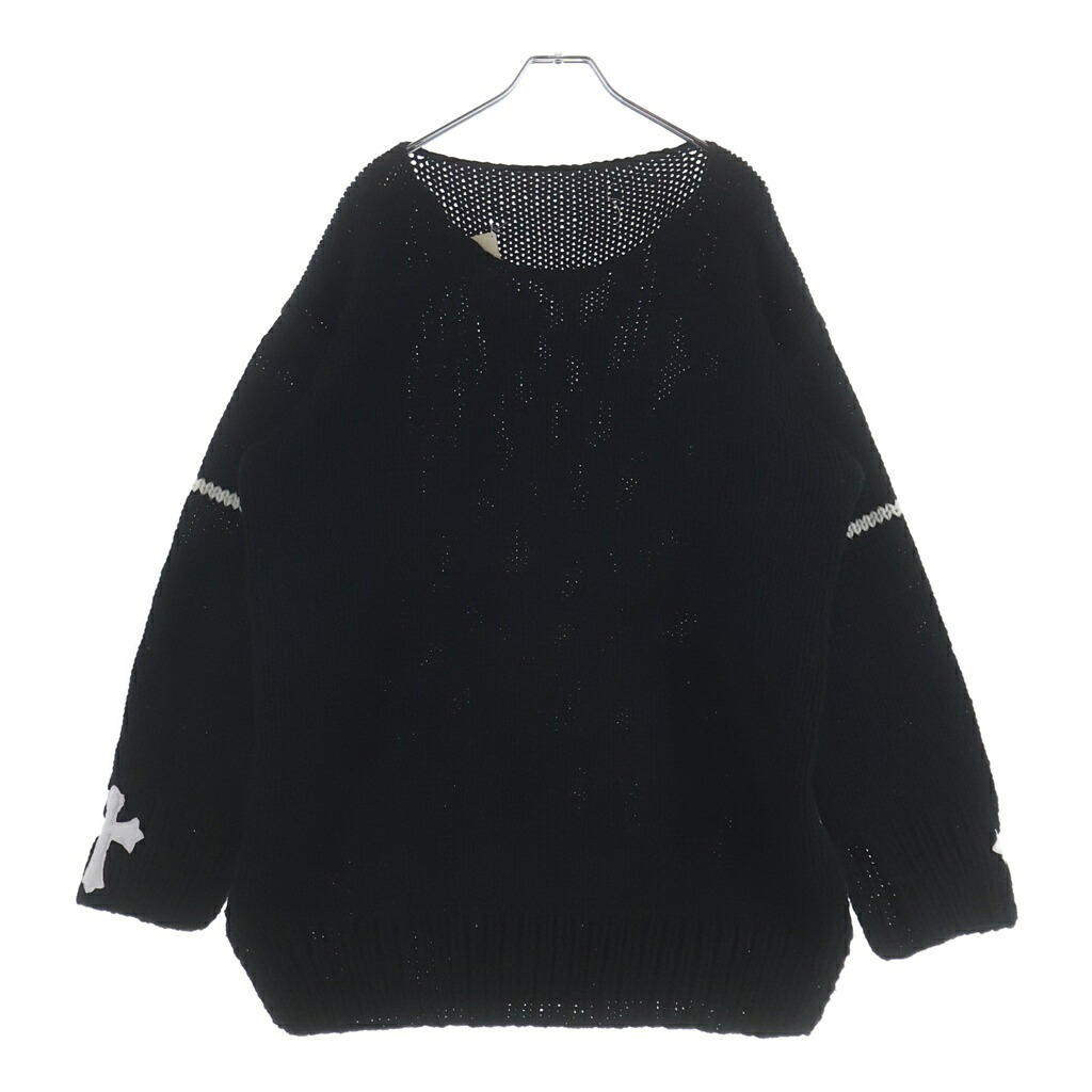 CHROME HEARTS(クロムハーツ) 大きさ:os はりつけ台継ぎ切れ カシミヤニットセーター 黒いこと/白いこと【中古】【度合いB】【色つや黒いこと】【取りまわしバス発着場BRING亜米利加村店】