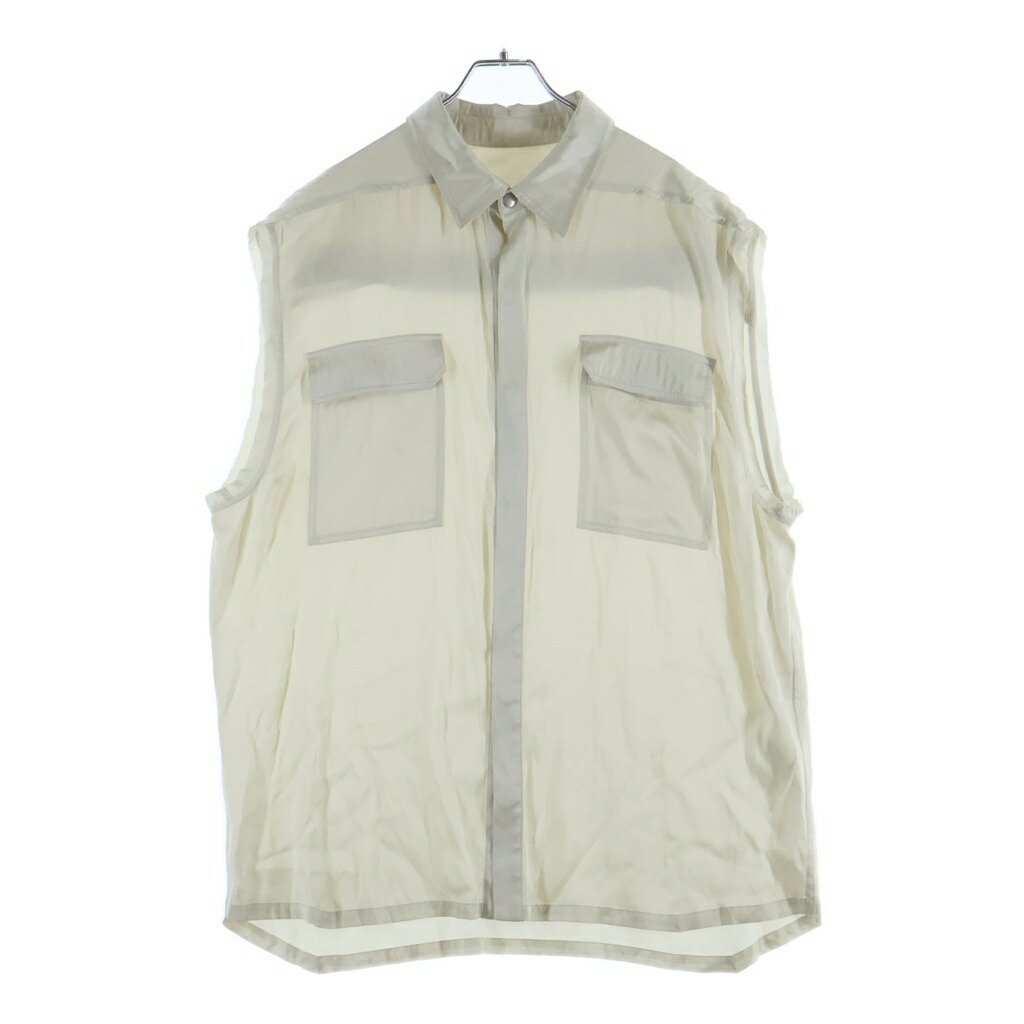 Rick Owens(リックオウエンス) 大きさ:48 25SS Jumbo Sleeveless Shirt SCH ジャンボ 捩り受け答え 地絹プルオーバー 象牙色 RR01E5239-SCH【中古】【座標軸B】【色つやベージュ】【取りまわしバス発着場新宿】
