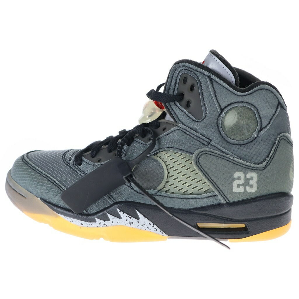 NIKE(ナイキ) 大きさ:26.5珊 ×OFF-WHITE AIR JORDAN 5 RETRO SP CT8480-001 象牙色 エアジョーダン5 レトロ ハイカットスニーカー 黒いこと US8.5/26.5珊【新古品/中古】【度合いS】【色つや黒いこと】【オンライン押さえる商いもの】