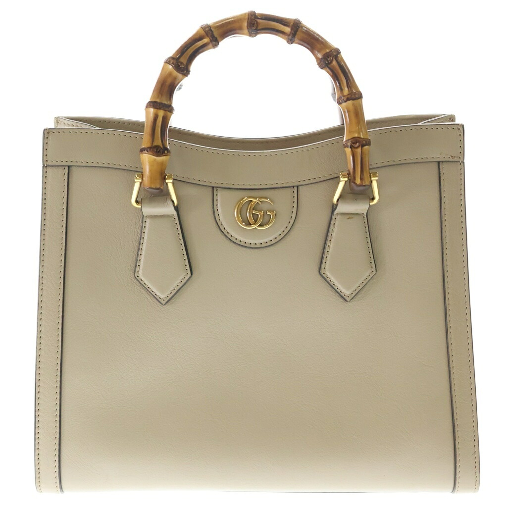 GUCCI(グッチ) ダイアナ バンブー GGマーモント なめし革 2WAY 御手々 ショルダーバッグ ゴールド金具 ベージュ【中古】【座標軸A】【色つやベージュ】【取りまわしバス発着場渋谷】