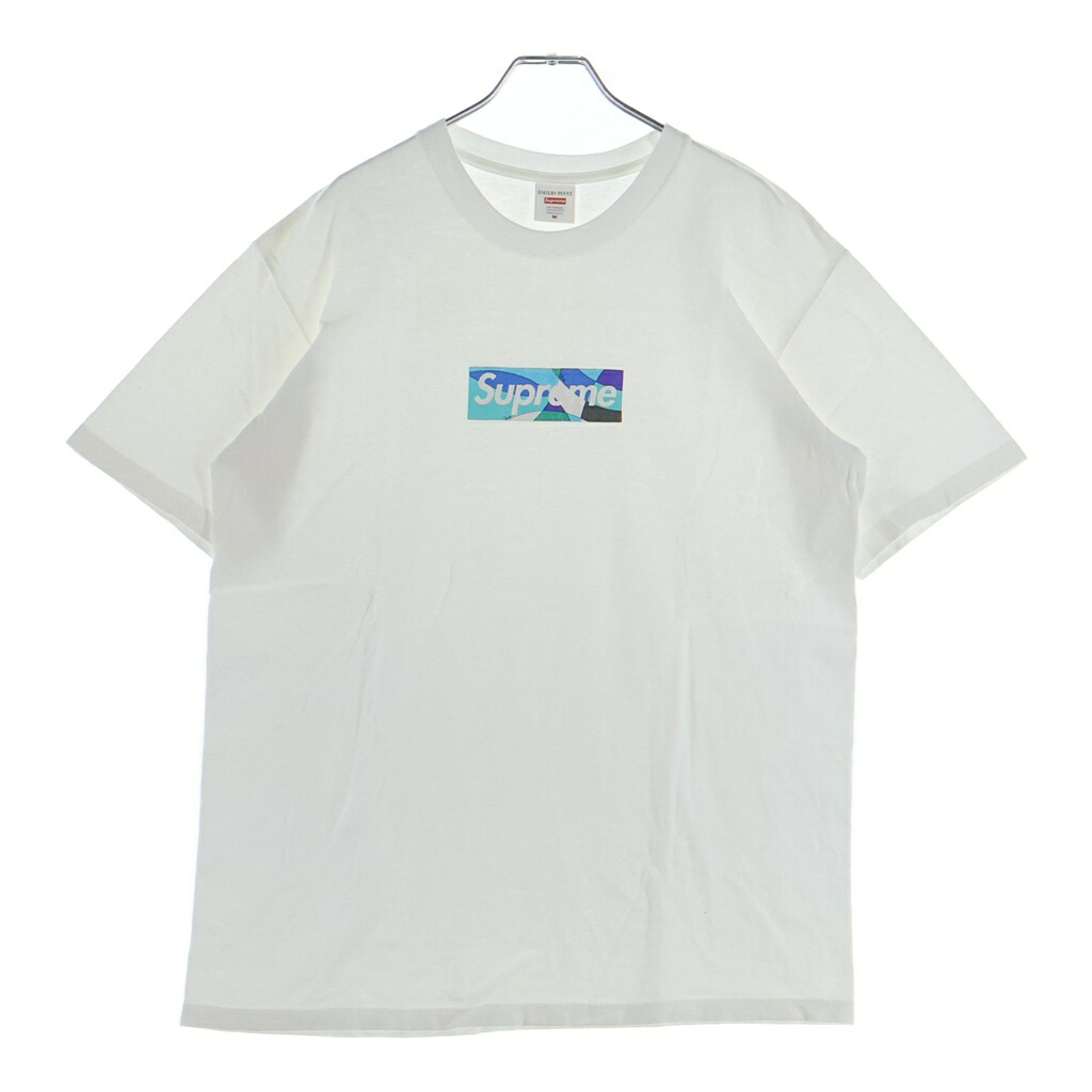 SUPREME(シュプリーム) 大きさ:M 21SS ×Emilio Pucci Box Logo Tee エミリオプッチ ボックス席ロゴタイプ 労働者の一団のど首半袖ティーシャツ カットソー 白いこと【中古】【度合いB】【色つや白いこと】【取りまわしバス発着場BRINGご廟店】