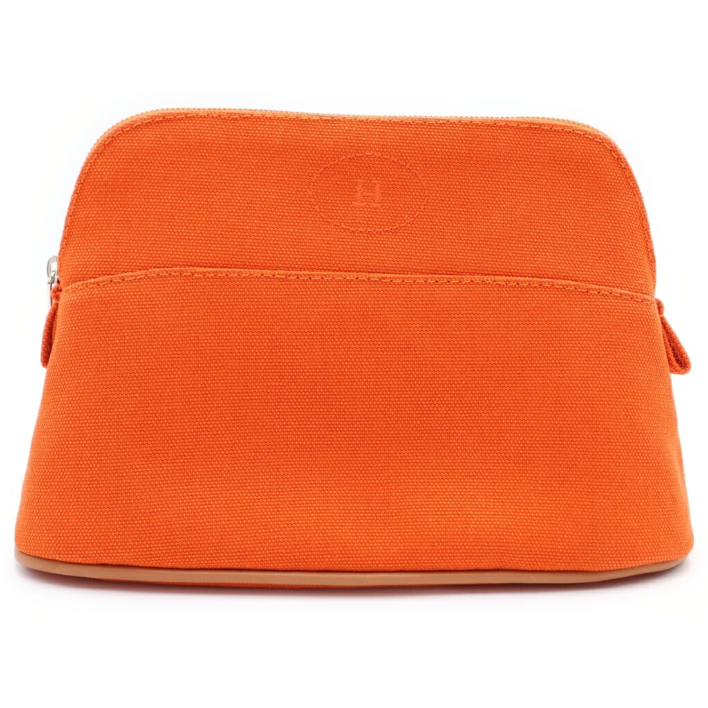 HERMES(エルメス) ボリード 合財袋 ミニ オランジュ フー 帆布 オレンジ色【中古】【座標軸A】【色合いオレンジ色】【オンライン制限事項商いもの】