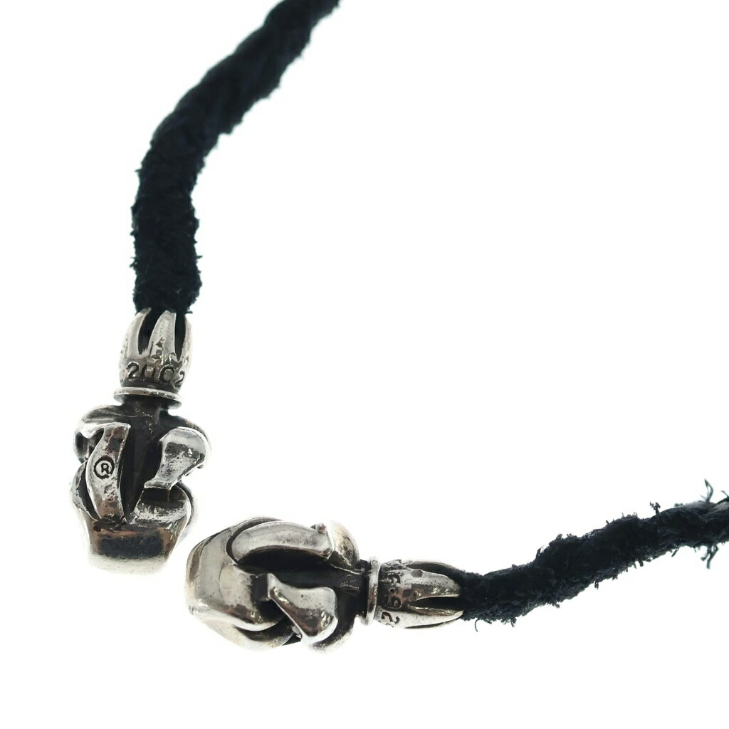 CHROME HEARTS(クロムハーツ) LEATHER BRAID LIPSTONGUE リップアンドタン レザーブレイドネックレス 黒いこと/しろがね色【中古】【座標軸B】【色合い黒いこと】【取りまわしバス発着場BRING梅田茶屋町店】