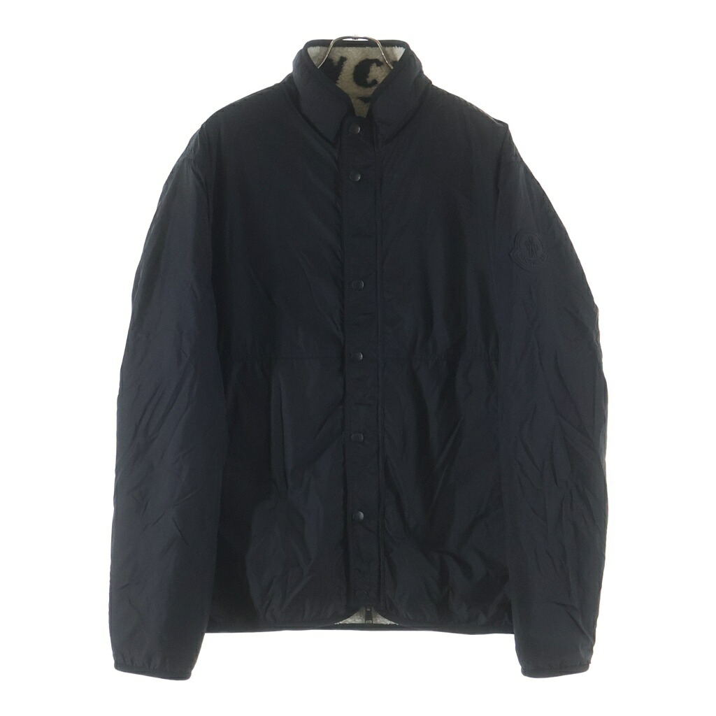 MONCLER(モンク線路) 大きさ:XXXL ラバーワッペンロゴ リヴァーシブル ナイロン ボアフリース ジップアップ 上衣 黒いこと/白いこと F20918G77000 899AJ【中古】【座標軸B】【色合い黒いこと】【オンライン制限事項商いもの】
