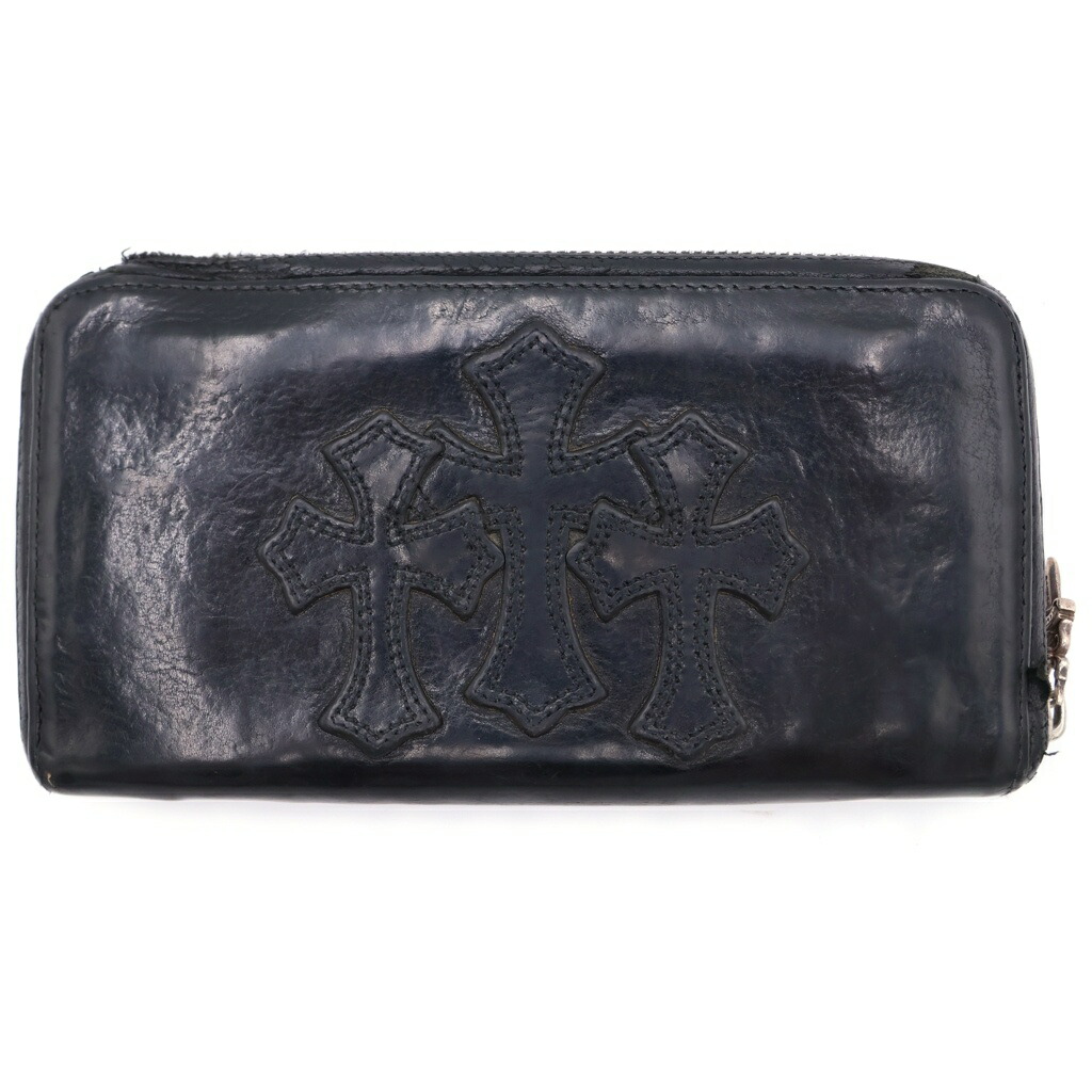 CHROME HEARTS(クロムハーツ) REC F ZIP 3差し交わす ラウンドジップレザーウォレット 札入れ 黒いこと BCA368【中古】【座標軸B】【色合い黒いこと】【取りまわしバス発着場BRING心斎橋店】