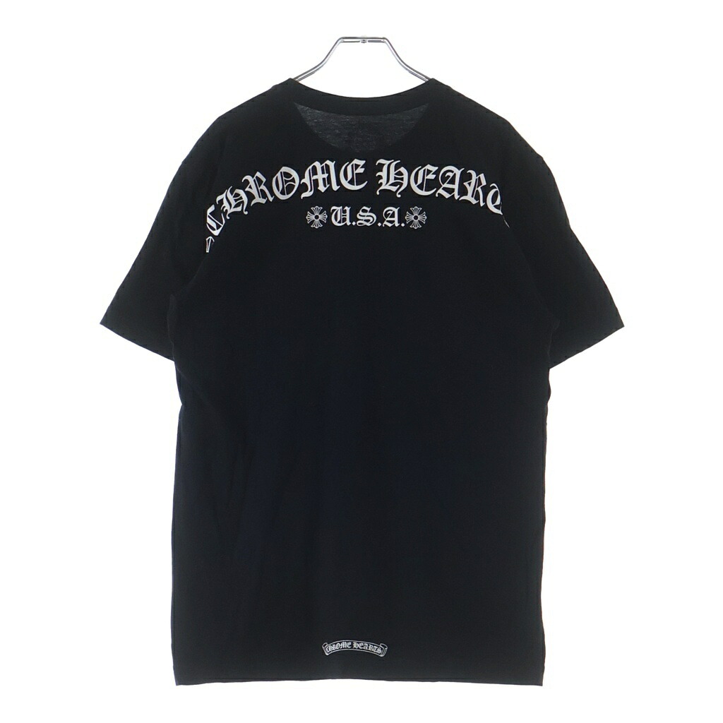 CHROME HEARTS(クロムハーツ) 大きさ:M ARCH USA LOGO SCROLL RABEL TEE スクロール下げ札 アーチ形ロゴタイプ 胸衣嚢半袖刷り上げるプルオーバー 黒いこと【中古】【座標軸B】【色つや黒いこと】【取りまわしバス発着場AWESOME原宿店】