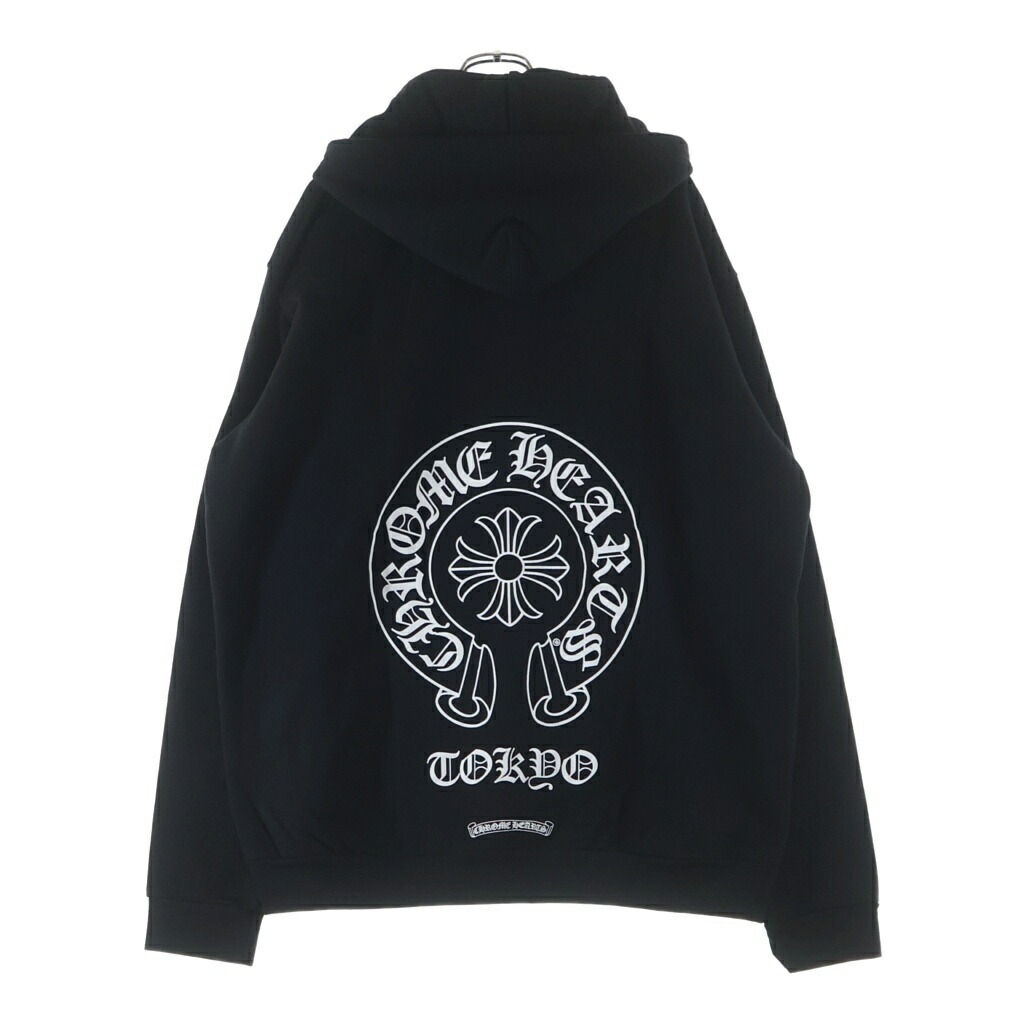CHROME HEARTS(クロムハーツ) 大いさ:XL SWTSHRT 固定ディスク ZIP 日本の首都制限事項バックホースシュープリントダガージップパーカー フーディ 黒いこと【新古品/中古】【座標軸S】【色合い黒いこと】【取りまわしバス発着場渋谷】