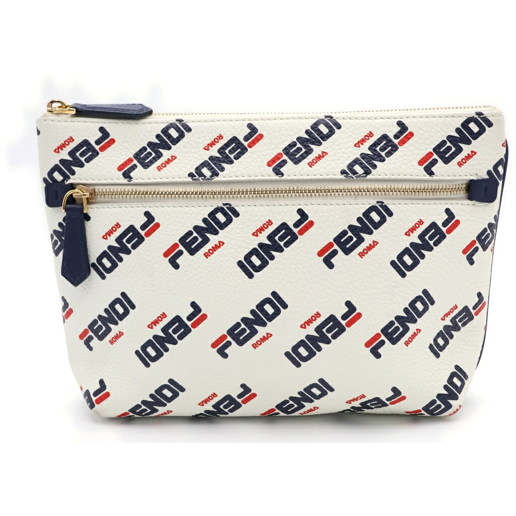 FENDI(フェンディ) ×FILA 19SS ALL logo bag フィラ レザーポーチバック 白いこと【中古】【座標軸A】【色つや白いこと】【オンライン押さえる商いもの】