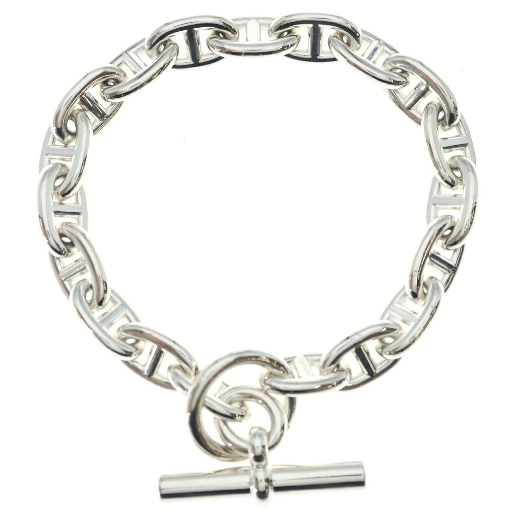 HERMES(エルメス) 大きさ:19一こま Chaine d\u0027Ancre MM シェーヌダンクルMM 19一こま チェーン店腕輪 しろがね色【中古】【度合いB】【色つやしろがね色】【取りまわしバス発着場BRING梅田茶屋町店】