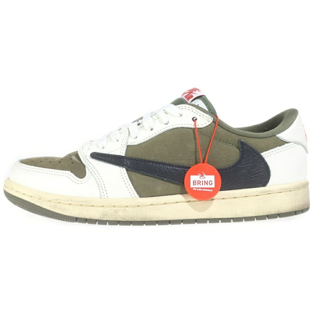 NIKE(ナイキ) 大きさ:26.0珊 ×TAVIS SCOTT AIR JORDAN1 LOW OG SP DM7866-200 エアジョーダン1 ローカットスニーカー カーキ US8/26.0珊【中古】【度合いB】【色つやカーキ】【取りまわしバス発着場BRING KICKS】