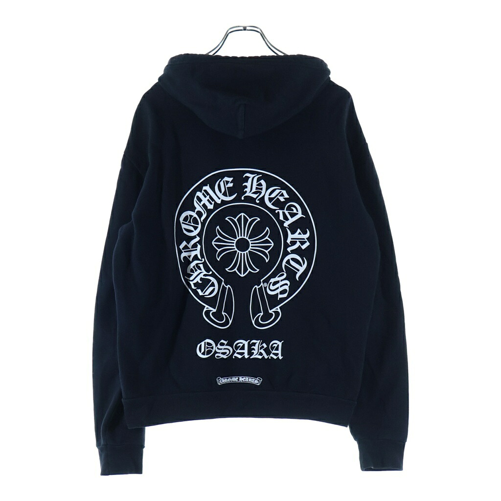 CHROME HEARTS(クロムハーツ) 大いさ:S OSAKA Horseshoe Hoodie 大阪制限事項 ホースシューフーディ 袖刷り上げる ティーシャツ パーカー 黒いこと【中古】【座標軸B】【色合い黒いこと】【取りまわしバス発着場BRING梅田茶屋町店】