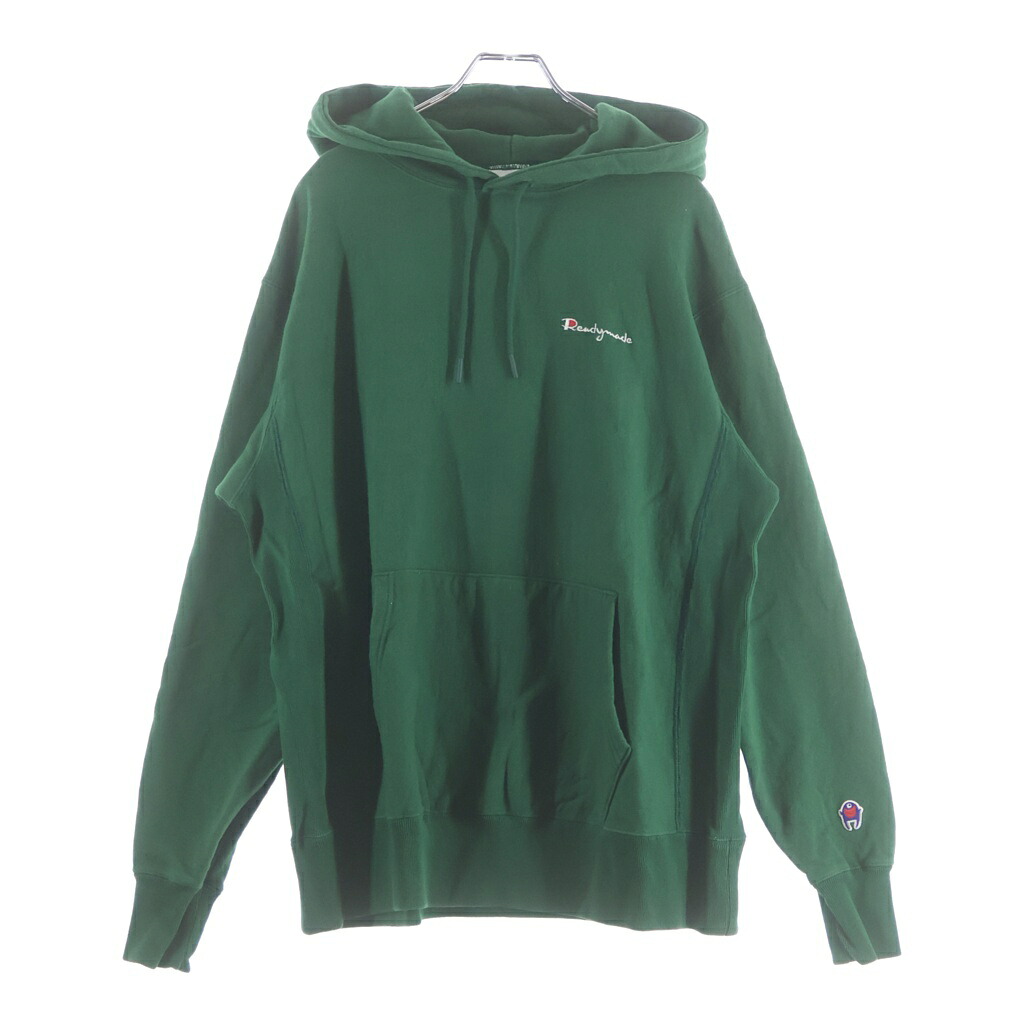 READY MADE(小母さんお手伝いさん) 大きさ:S 21SS PIONCHAM HOODIE 刺しゅうロゴタイプ スウェットプルオーバーパーカー 緑であること RE-CO-GR-00-00-118【中古】【座標軸B】【色合い緑であること】【取りまわしバス発着場渋谷】