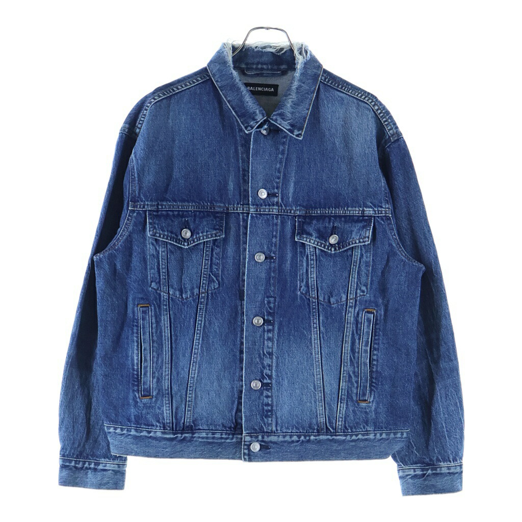 BALENCIAGA(バレンシアガ) 大きさ:44 19AW バックロゴデザイン 不都合工業 ジーンズ トラッカージャケット インディゴ 557351 TBP48【中古】【度合いB】【色つや青碧】【取りまわしバス発着場BRING渋谷ANNEX店】