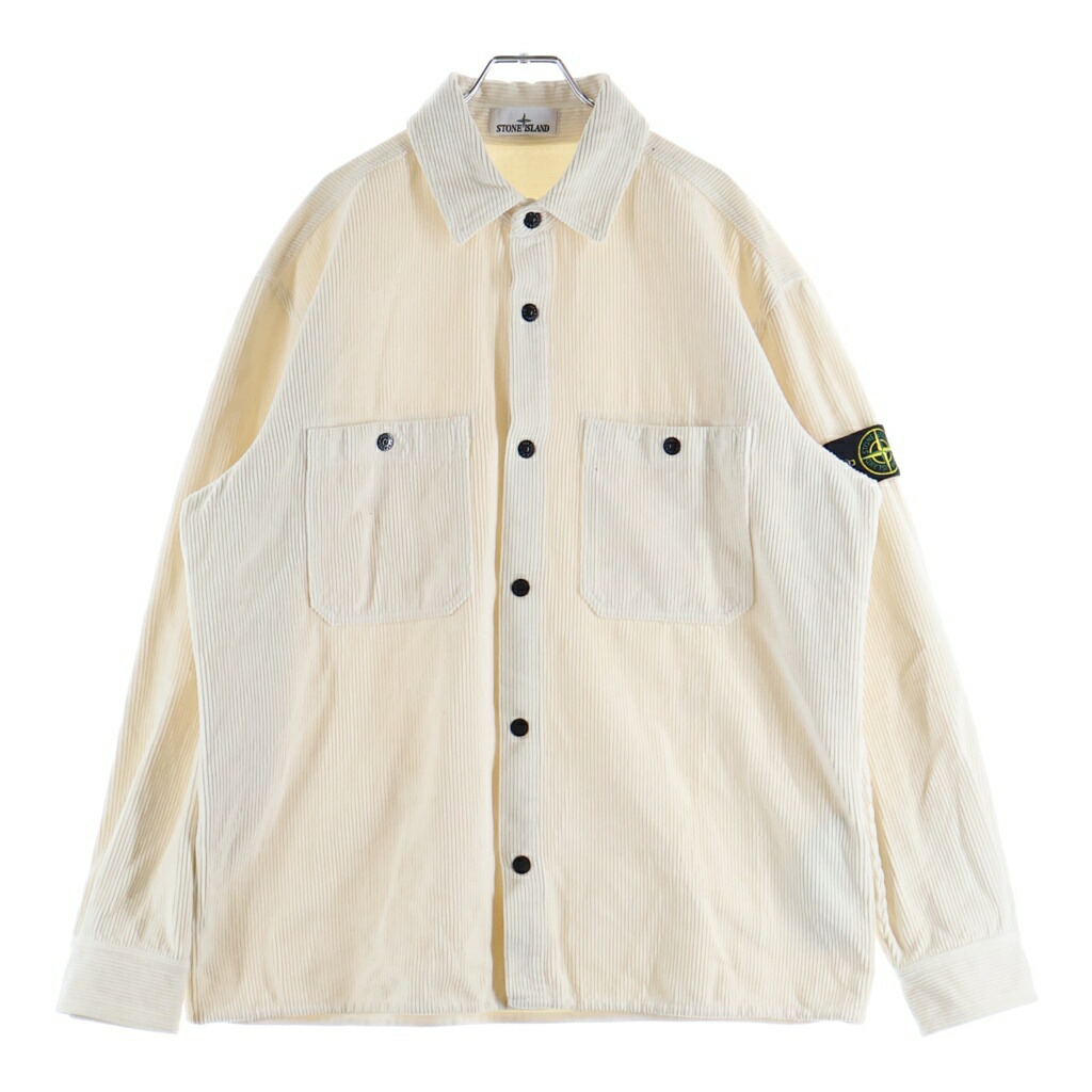 STONE ISLAND(ストーンアイランド) 大いさ:XL 25AW 袖ロゴタイプ継ぎ切れ 名取り草引き上げる コール天上衣 白いこと K2S151200012S0212【中古】【座標軸A】【色合い白いこと】【取りまわしバス発着場渋谷】