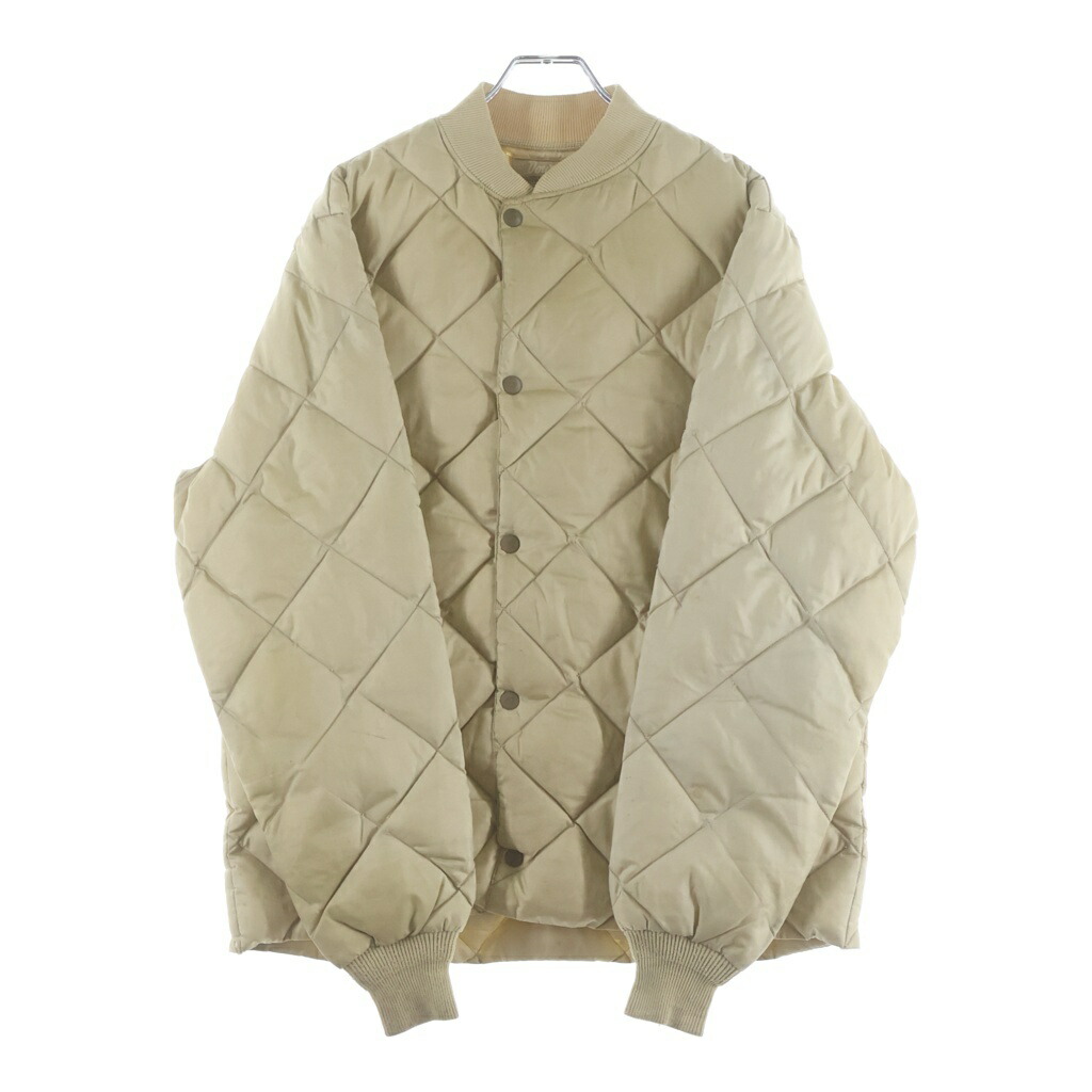 Eddie Bauer(エディバウワー) 大きさ:M 50S VINTAGE 雪曳き船 USA製 ヴィンテージ ダイヤキルティングダウンジャケット ベージュ【中古】【度合いB】【色つやベージュ】【オンライン押さえる商いもの】