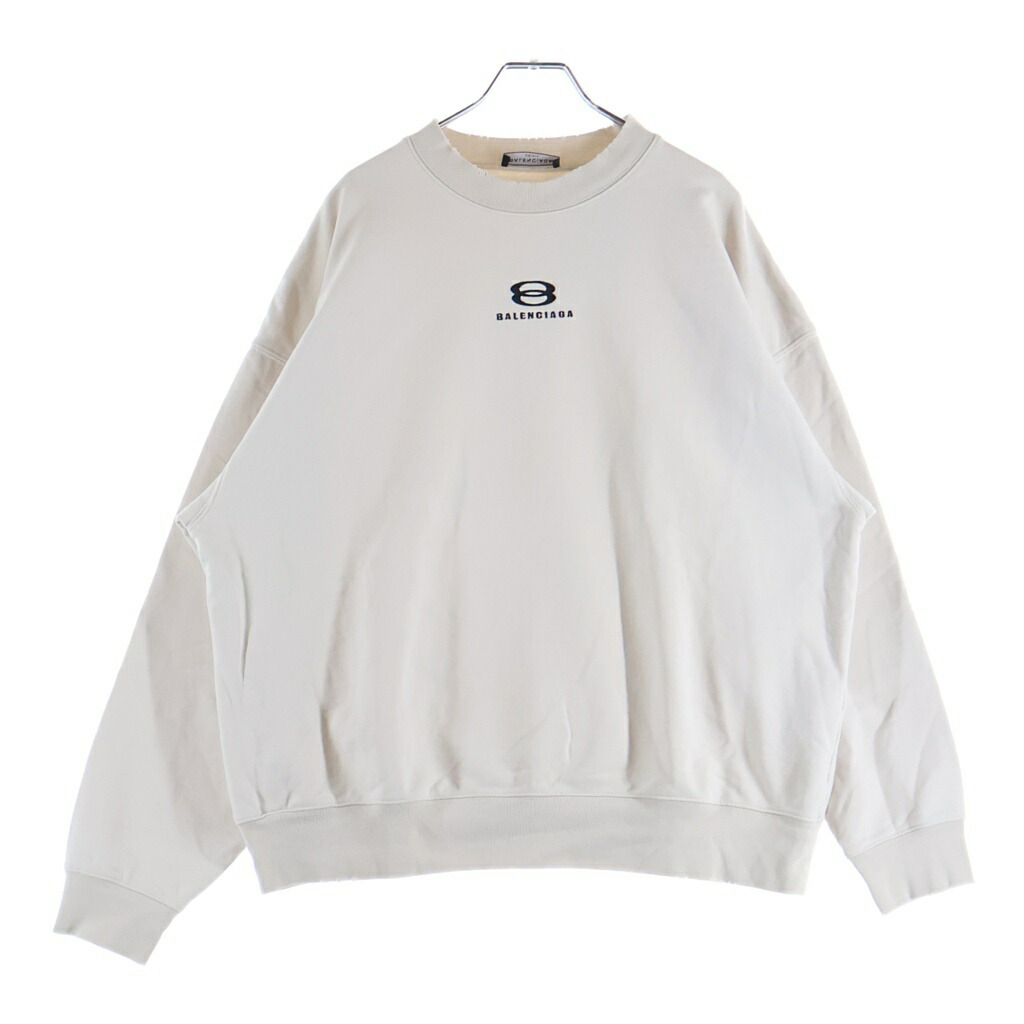 BALENCIAGA(バレンシアガ) 大いさ:S 22SS UNITY SPORTS ICON SWEAT ロゴタイプ刺しゅう 不都合産業 クルーネックスウェットトレーナー 象牙色 676629 TLVG1【新古品/中古】【座標軸S】【色合い白いこと】【取りまわしバス発着場BRING渋谷ANNEX店】