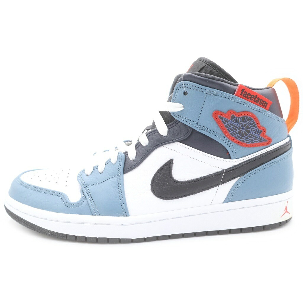 NIKE(ナイキ) 大いさ:27.0糎 ×FACETASM AIR JORDAN 1 MID CU2802-100 ファセッタズム エアジョーダン1 ミッドカットスニーカー 白いこと/青碧 US9/27糎【新古品/中古】【座標軸S】【色合い白いこと】【オンライン制限事項商いもの】
