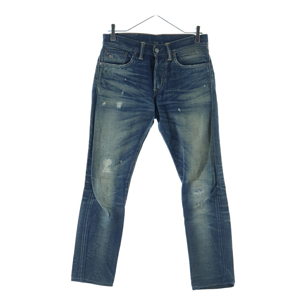 RRL(ダブルアールエル) 大きさ:28×30 SLIM NARROW JEANS か細い ナロー ウーブン工業 不都合 名取り草飛球 セルビッチ ジーンズズボン下 インディゴ 782559122005【中古】【度合いB】【色つや青碧】【オンライン押さえる商いもの】