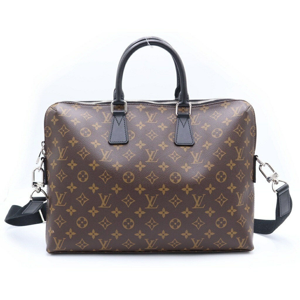 LOUIS VUITTON(ルイヴィトン) モノグラム・マカサー ポルトドキュマンジュール ハンドバック ショルダーバッグ 2WAY御徒面子 赤銅色×黒いこと なめし革×PVC M40868 しろがね色金具【中古】【座標軸B】【色合い赤銅色】【取りまわしバス発着場BRING京都河原町店】
