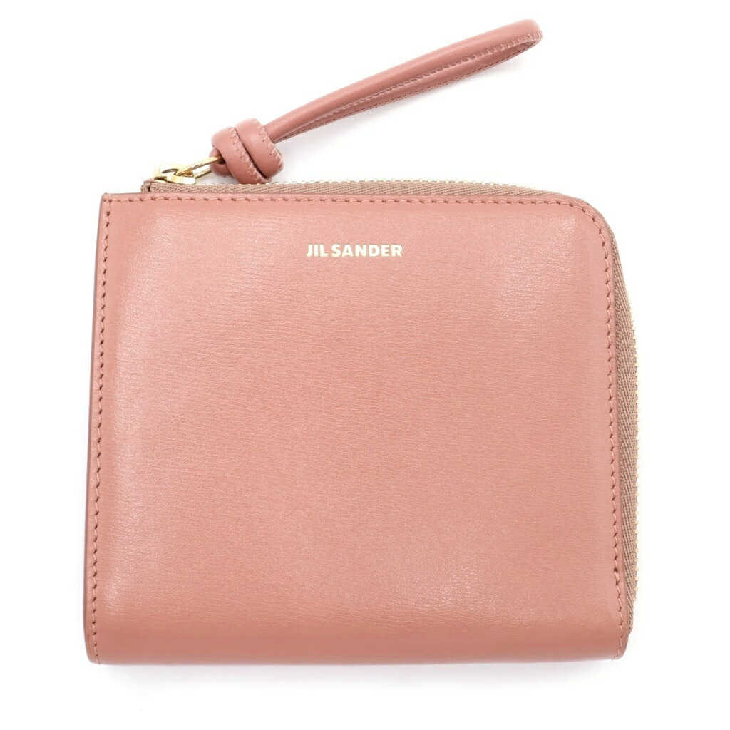 JIL SANDER(ジルサンダー) GIRO CREDIT CARD PURSE L字ジップ なめし革 クレディットカード蝦蟇口 容れもの サクラ色 J07VL0004【中古】【座標軸A】【色合いサクラ色】【取りまわしバス発着場BRING霊殿店】