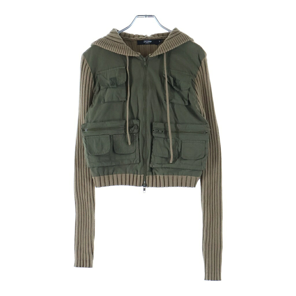 JADED LONDON(ジェイデッドロンドン) 大きさ:S Cargo Jacket 編み物うつり変わり フーデット カーゴジャケット カーキ/ベージュ レディース【中古】【度合いB】【色つや緑であること】【取りまわしバス発着場BRING渋谷ANNEX店】