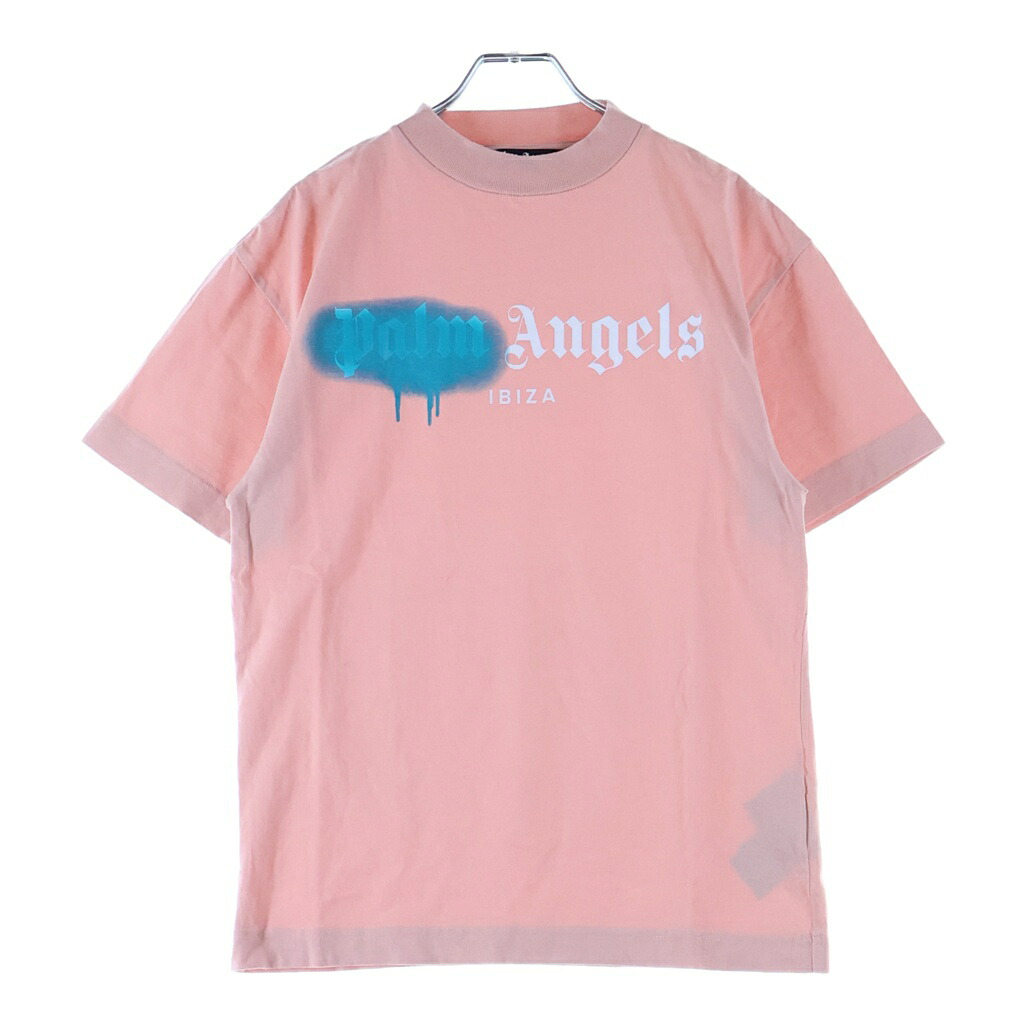 Palm Angels(パームエンジェルス) 大きさ:XXS IBIZA SPRAYED TEE イビザ 吹きつけるひな形 労働者の一団のど首 カットソー 半袖ティーシャツ さくら色【新古品/中古】【度合いS】【色つやさくら色】【取りまわしバス発着場BRING WASTE_NOT】