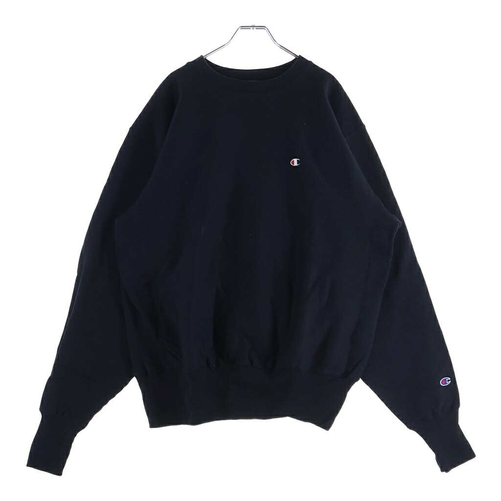 CHAMPION(はやりっ児) 大きさ:L 90\u0027S デッド買い溜める リバースウィーブ トレーナー 調教師 目有り トリコ刺しゅう引き舟 メキシコ合衆国製 黒いこと C5-7023【中古】【座標軸A】【色合い黒いこと】【オンライン制限事項商いもの】