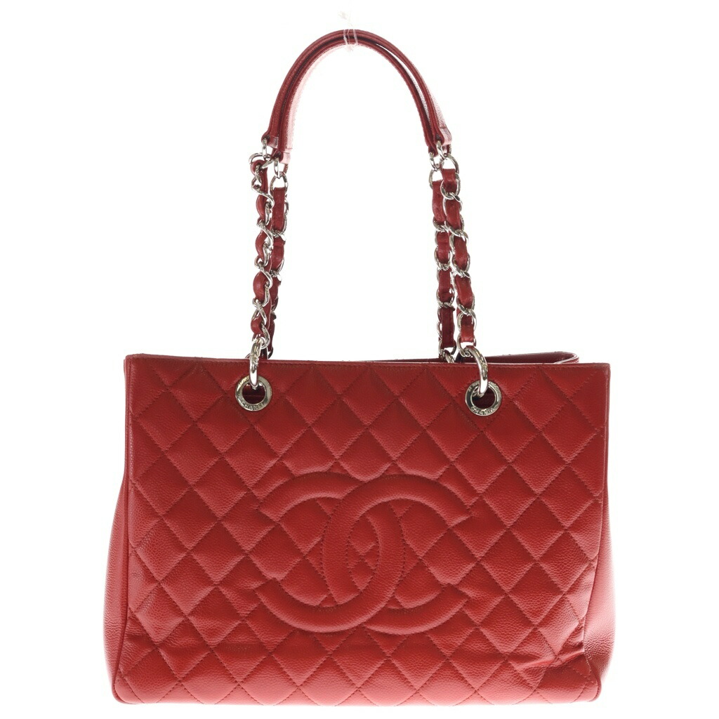 CHANEL(シャネル) マトラッセ ココマーク PST ハンドバック トートバッグ 赤いこと キャビアひと肌 しろがね色金具【中古】【度合いB】【色つや赤いこと】【取りまわしバス発着場BRING：RED新宿東口店】