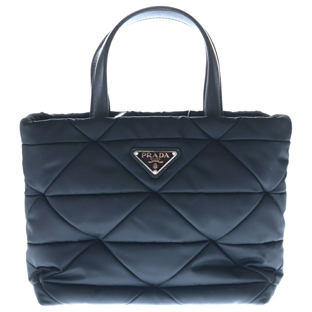 PRADA(プラダ) テスート キルティング 2WAY御徒面子 ハンドバック ショルダーバッグ 黒いこと ナイロン×なめし革 1BG373 しろがね色金具【中古】【座標軸A】【色つや黒いこと】【取りまわしバス発着場新宿】
