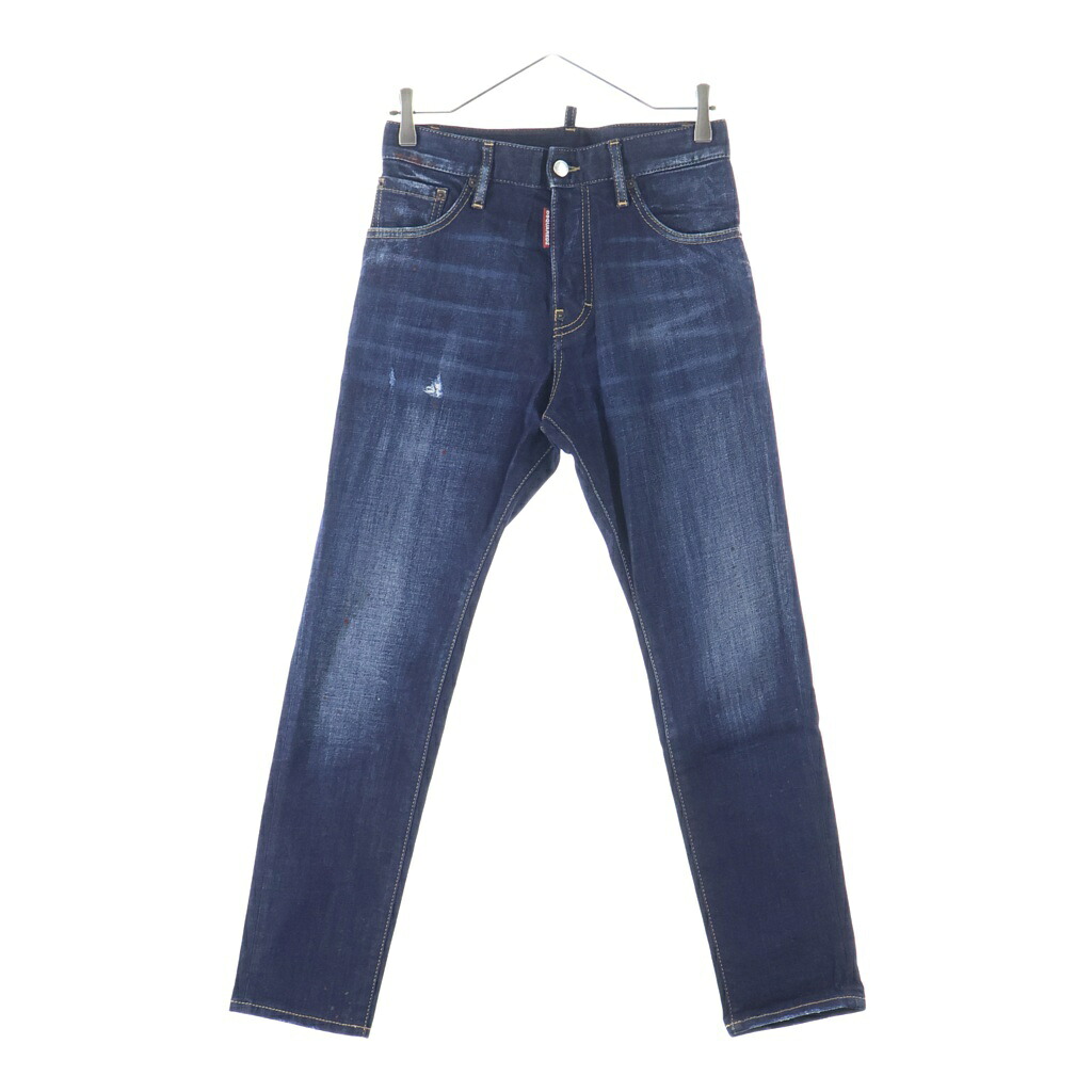 DSQUARED2(ディースクエアード) 大きさ:42 SEXY MERCURY JEAN 色っぽい 水銀 えの具 紋章ロゴタイプ 伸ばすこと スキニーデニムパンツ インディゴ S74LB0766【中古】【度合いB】【色つや青碧】【取りまわしバス発着場BRING横浜ビブレ店】
