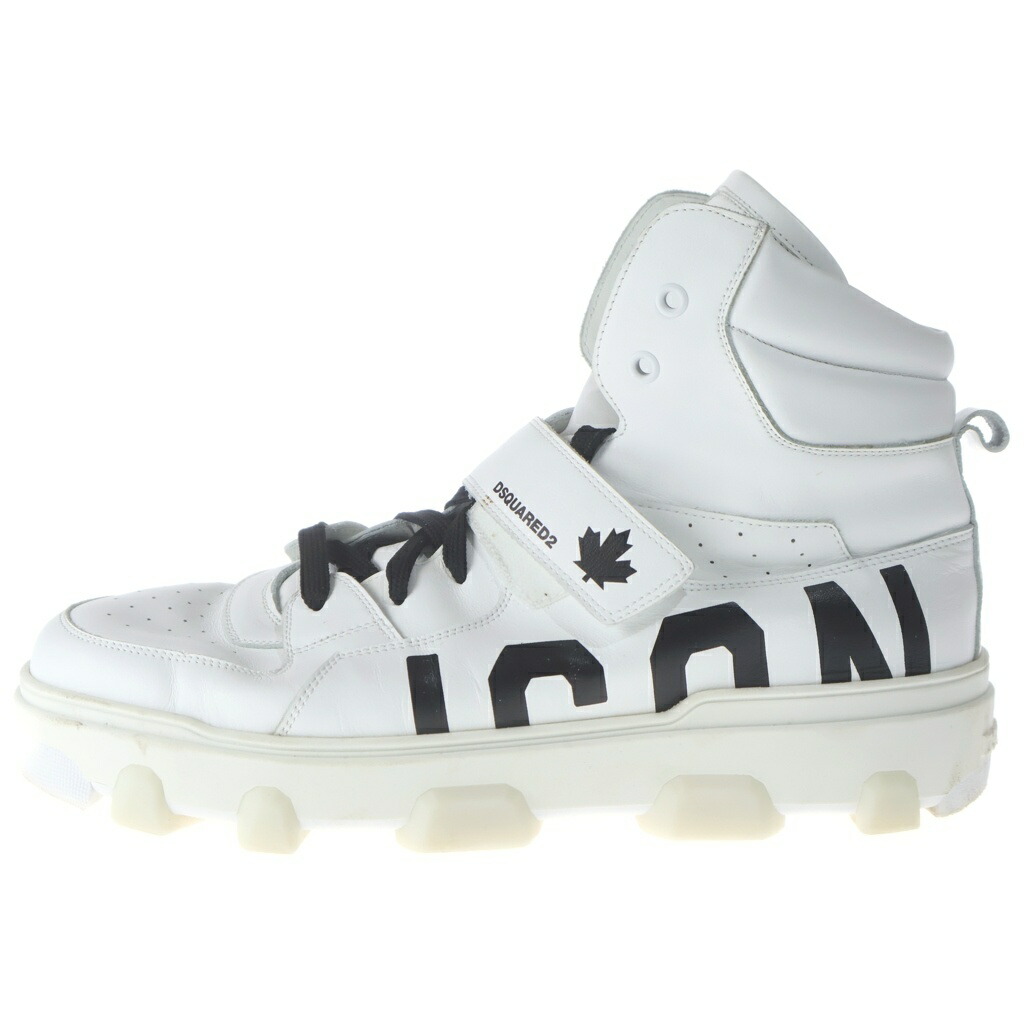 DSQUARED2(ディースクエアード) 大きさ:43 ICON アイコンバスケットシューズ ハイカットスニーカー 白いこと【中古】【度合いB】【色つや白いこと】【取りまわしバス発着場BRING THRIFT CLOSET 幕張店】